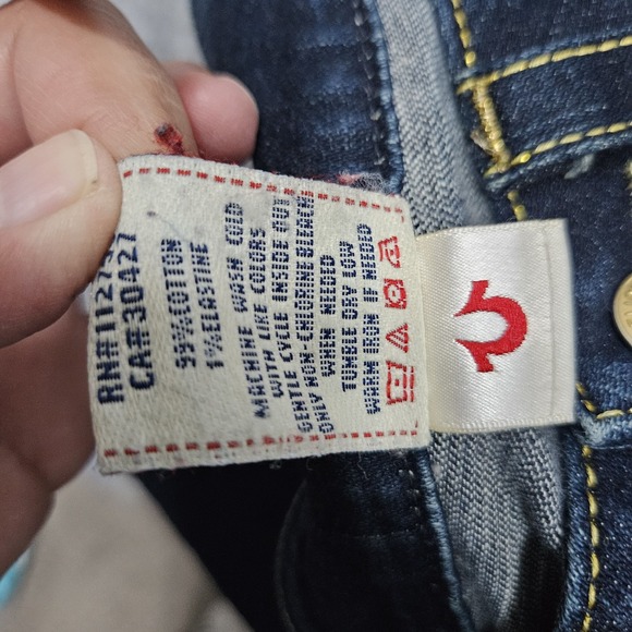 True Religion Jeans Women's Size 27 Made in USA Distressed Bootcut Flap Pocket - Picture 5 of 12